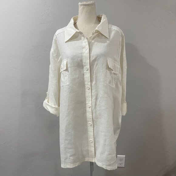 NWT 100% Linen Button Up Blouse 3XL - Picture 2 of 8